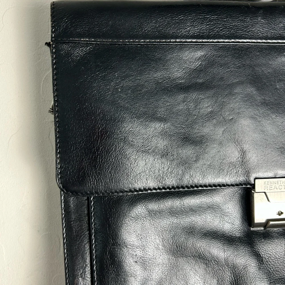 Kenneth Cole Midnight Black Leather Briefcase